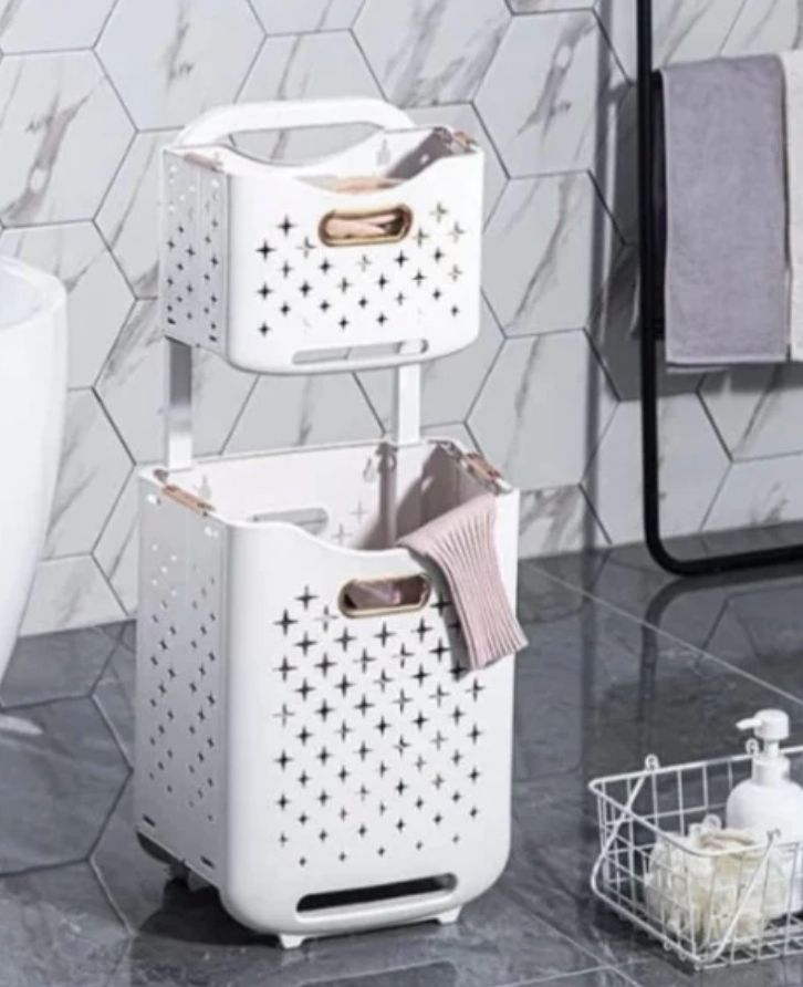 2 Layer laundry basket with wheel