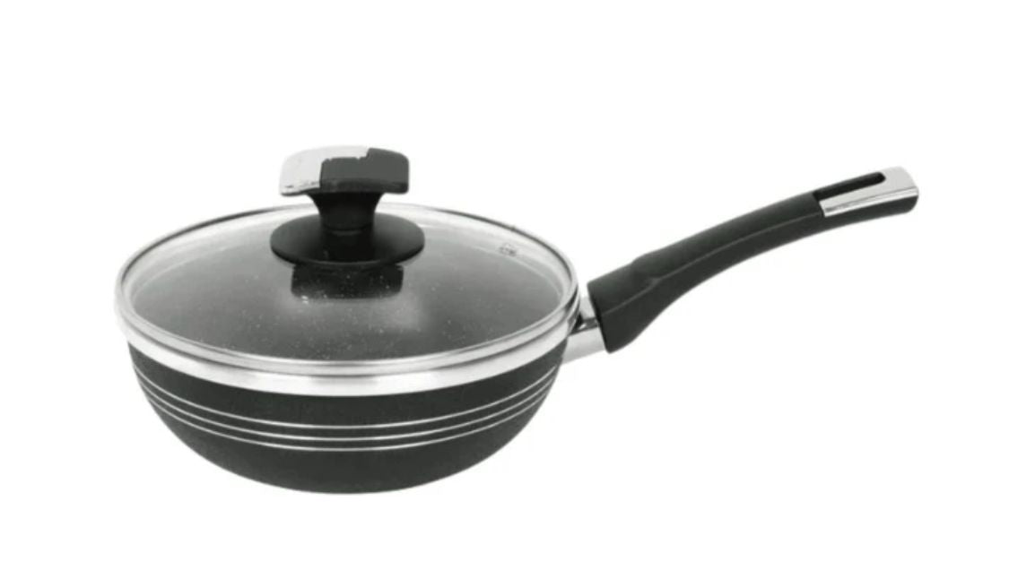 D154 non-stick single handed wok with lid