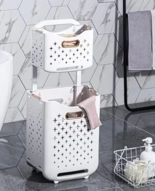 2 Layer laundry basket with wheel