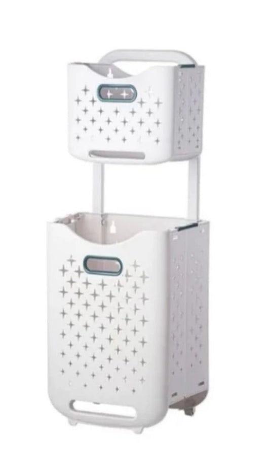 2 Layer laundry basket with wheel