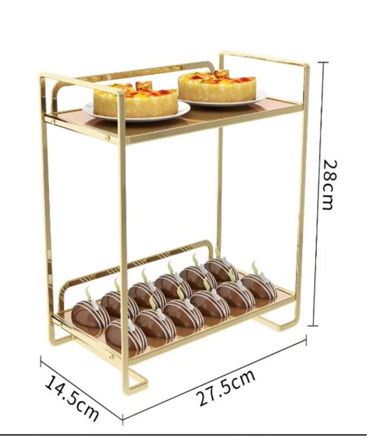 2 tier multi purpose rectangular shape vanity and pastry stand