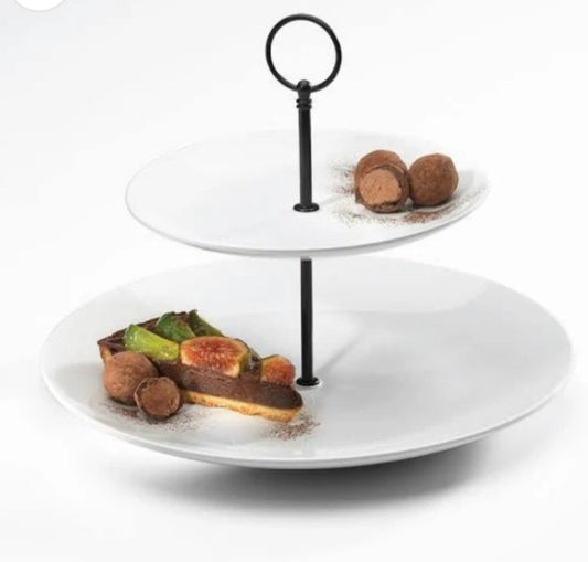 2 tier round pastry stand