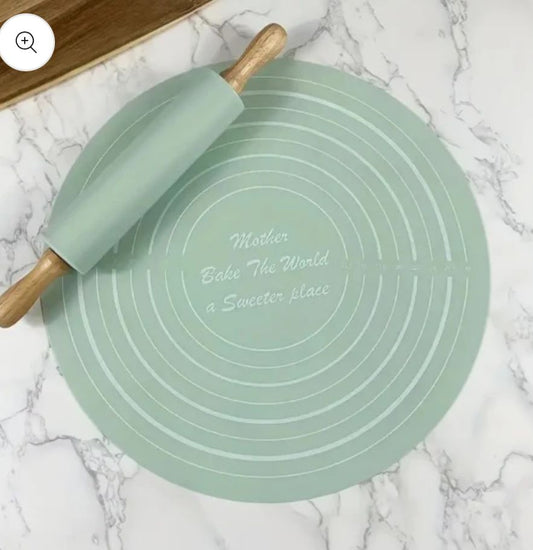 2-piece rolling pin and pastry mat set
